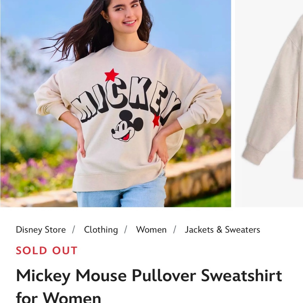 Disney Cream Sweatshirt with Black Graphic and Red Star